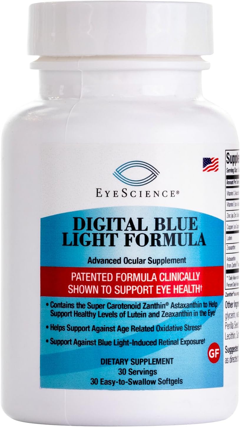EyeScience Lutein, Zeaxanthin & Astaxanthin, 30 Softgels, 1-Pack | Lutein, Zeaxanthin & Astaxanthin, Visual Comfort, Eye Wellness, Non-GMO, Gluten-Free