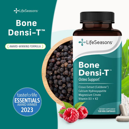 LifeSeasons Bone Densi-T - Osteo & Calcium Support - Bone Mineral Density, Pliability & Healing - Skeletal Strength & Tissue Production - Calcium, Magnesium & Vitamin D - 120 Capsules