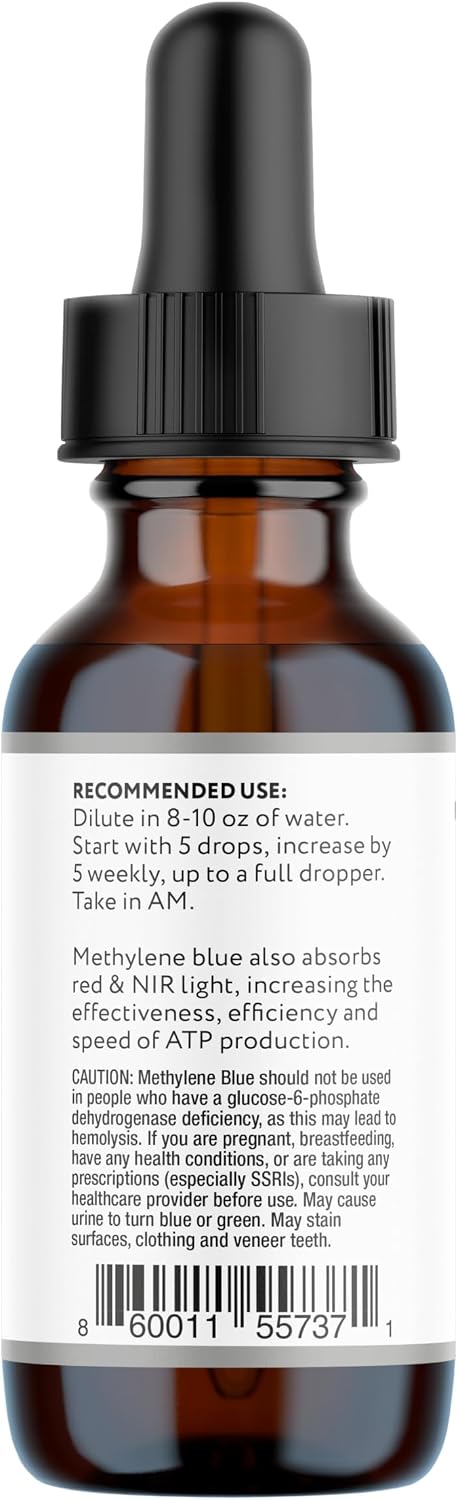 10X Health Methylene Blue Drops - 30ml Drops | Focus Support Supplement: With Black Pepper Extract, Energy Support, Vegan, Non-GMO, 30ml