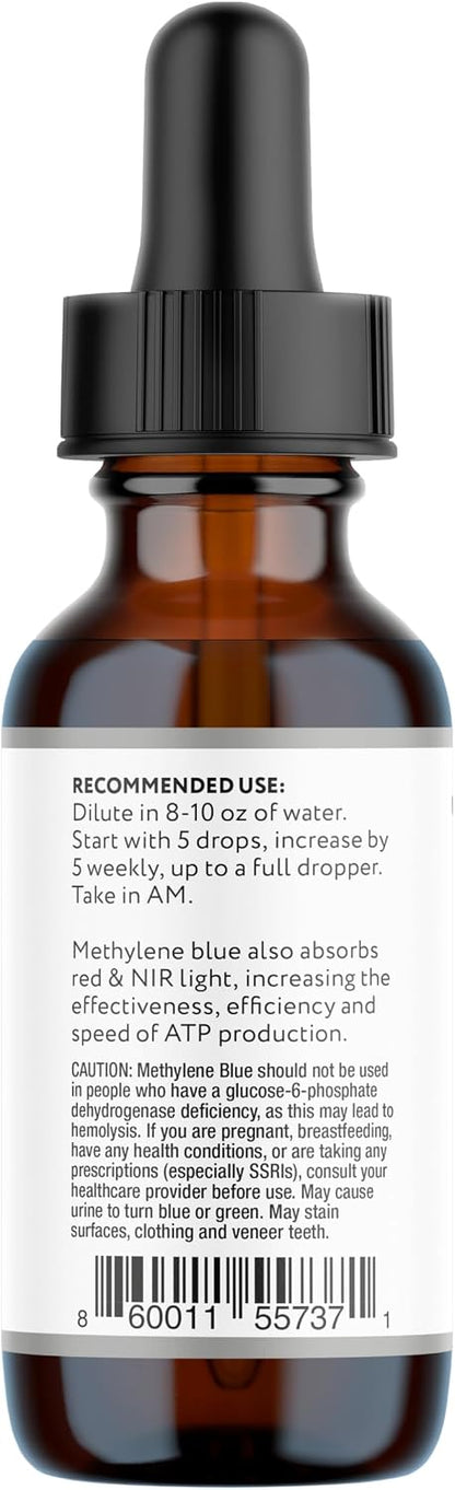 10X Health Methylene Blue Drops - 30ml Drops | Focus Support Supplement: With Black Pepper Extract, Energy Support, Vegan, Non-GMO, 30ml