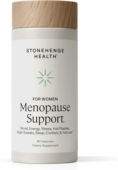 Stonehenge Health for Women Menopause Support for Peri + Menopause + Post - Mood, Energy, Stress, Hot Flashes, Night Sweats, Sleep & Cortisol, Chromax Chromium, Vitamin D3, KSM-66 Ashwagandha