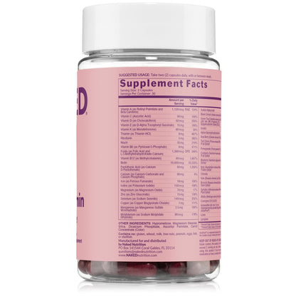 NAKED Men’s Multi – Daily Multivitamin for Men – A, C, E, Selenium, Zinc, Fruit and Super Green Extracts and More to Boost Immune Support – Gluten-Free and Vegetarian Daily Vitamins – 60 Capsules