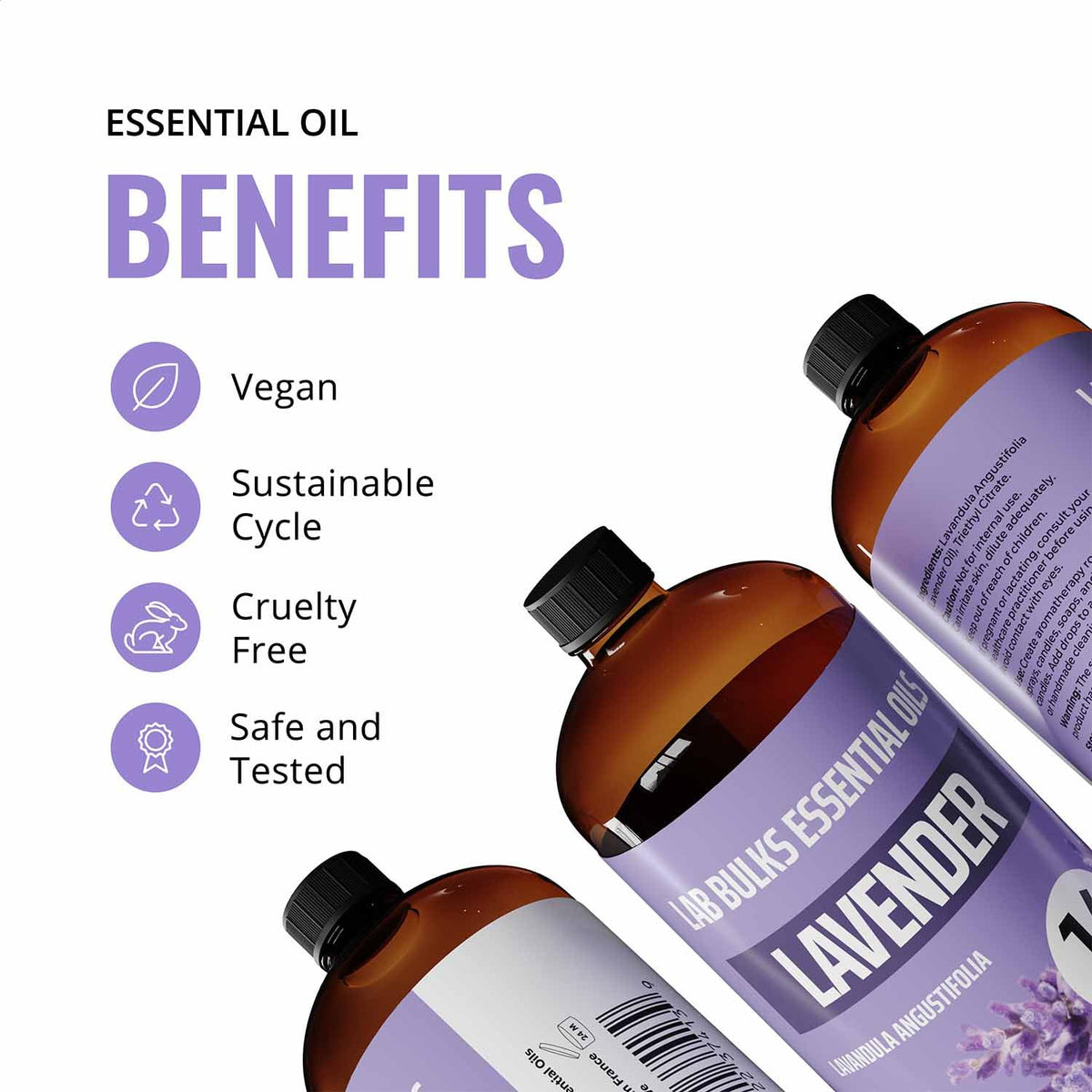 LAB BULKS ESSENTIAL OIL - Lavender Oil 16 Ounce Bottle for Diffusers, Home Care, Candles, Aromatherapy