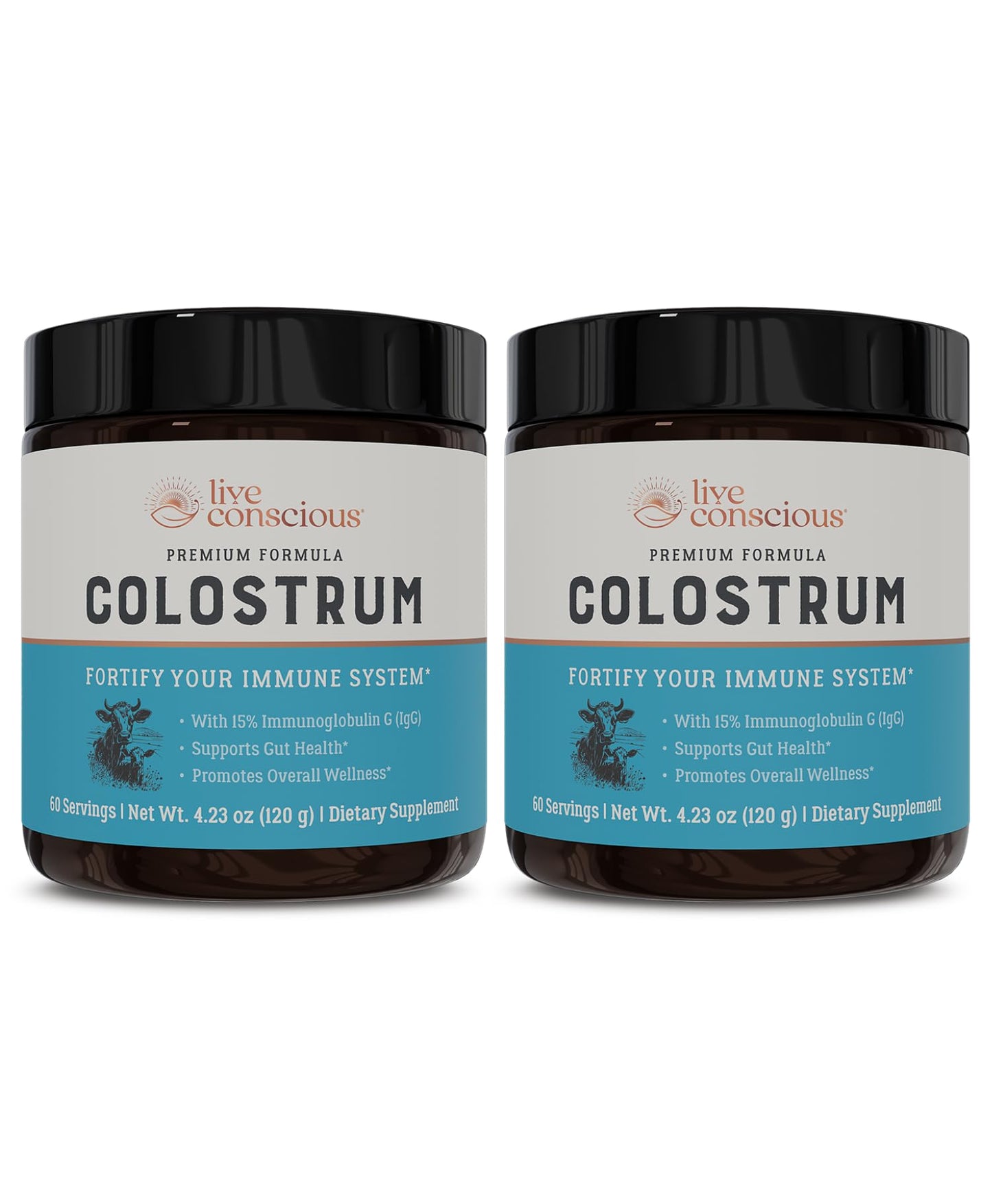 Live Conscious Colostrum Powder - Grass Fed Colostrum Supplement with Lactoferrin for Iron Absorption - Bovine Colostrum an Immune System Supplement