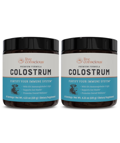 Live Conscious Colostrum Powder - Grass Fed Colostrum Supplement with Lactoferrin for Iron Absorption - Bovine Colostrum an Immune System Supplement