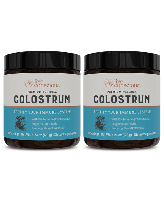 Live Conscious Colostrum Powder - Grass Fed Colostrum Supplement with Lactoferrin for Iron Absorption - Bovine Colostrum an Immune System Supplement