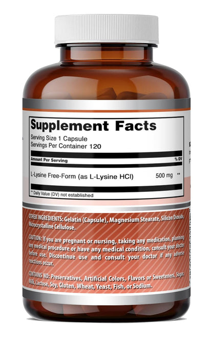 Amazing Formulas L-Lysine 500 Mg Amino Acid Supplement | Capsules | Non-GMO | Gluten-Free | Made in USA (1 Pack | 250 Count)