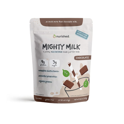 Nurished Mighty Chocolate Milk - Kids Daily Protein Powder Boosted with 2 Billion