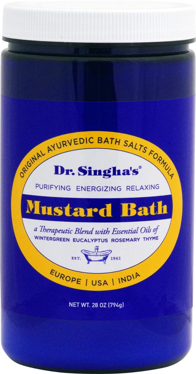 Dr. Singha's Mustard Bath Soak – Aromatherapy Bath Salts with Mustard Seed & Essential Oils for Muscle Relaxation, Stress Relief & Soothing – Epsom Salt Alternative, 16 oz