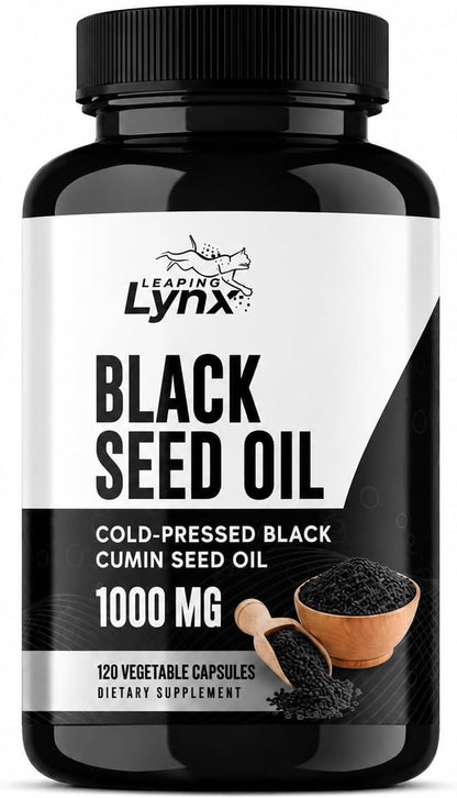 Leaping Lynx Black Seed Oil 1000mg – Cold-Pressed Nigella Sativa Softgels for Immune, Heart, Joint & Skin Health | 120 Softgels (60-Day Supply) | Non-GMO, Cold Pressed Black Cumin Seed Oil