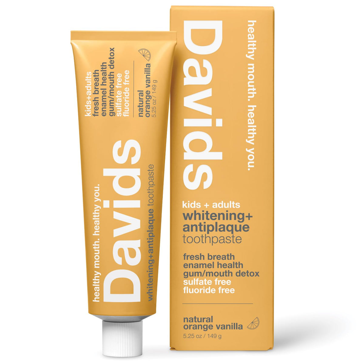 Davids Fluoride Free Toothpaste Teeth Whitening SLS Free Peppermint 5.25oz