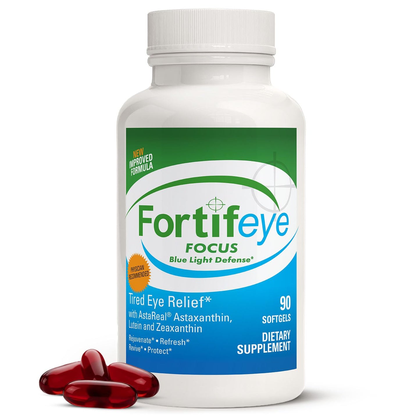 Fortifeye Focus Eye Care Supplement 30 Softgel Capsules - Triple Carotenoid Including Astaxanthin, Lutein, and Zeaxanthin Supplements, Eye Vitamins, Supports Eyes Fatigue and Blue Light Protection
