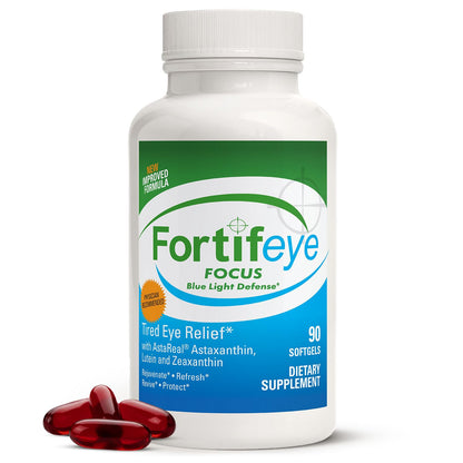 Fortifeye Focus Eye Care Supplement 30 Softgel Capsules - Triple Carotenoid Including Astaxanthin, Lutein, and Zeaxanthin Supplements, Eye Vitamins, Supports Eyes Fatigue and Blue Light Protection