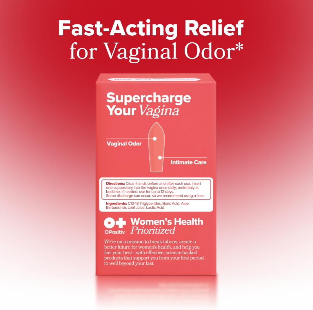 O Positiv URO Boric Acid Vaginal Suppository with Lactic Acid – 12 Ct