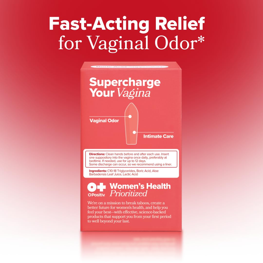 O Positiv URO Boric Acid Vaginal Suppository with Lactic Acid – 12 Ct