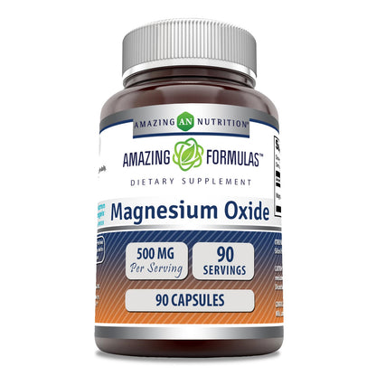 Amazing Formulas Magnesium Oxide Supplement | 500 Mg per Serving | 90 Capsules | Non-GMO | Gluten-Free | Made in USA