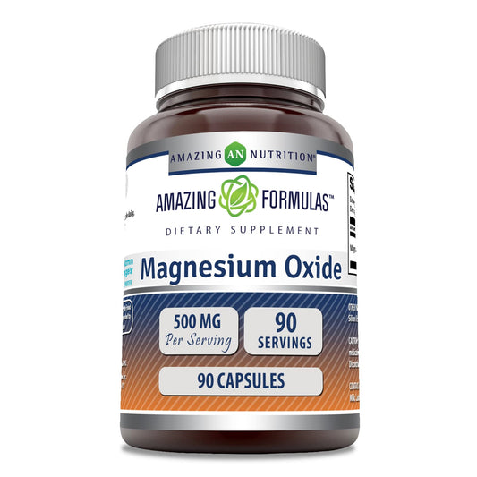 Amazing Formulas Magnesium Oxide Supplement | 500 Mg per Serving | 90 Capsules | Non-GMO | Gluten-Free | Made in USA