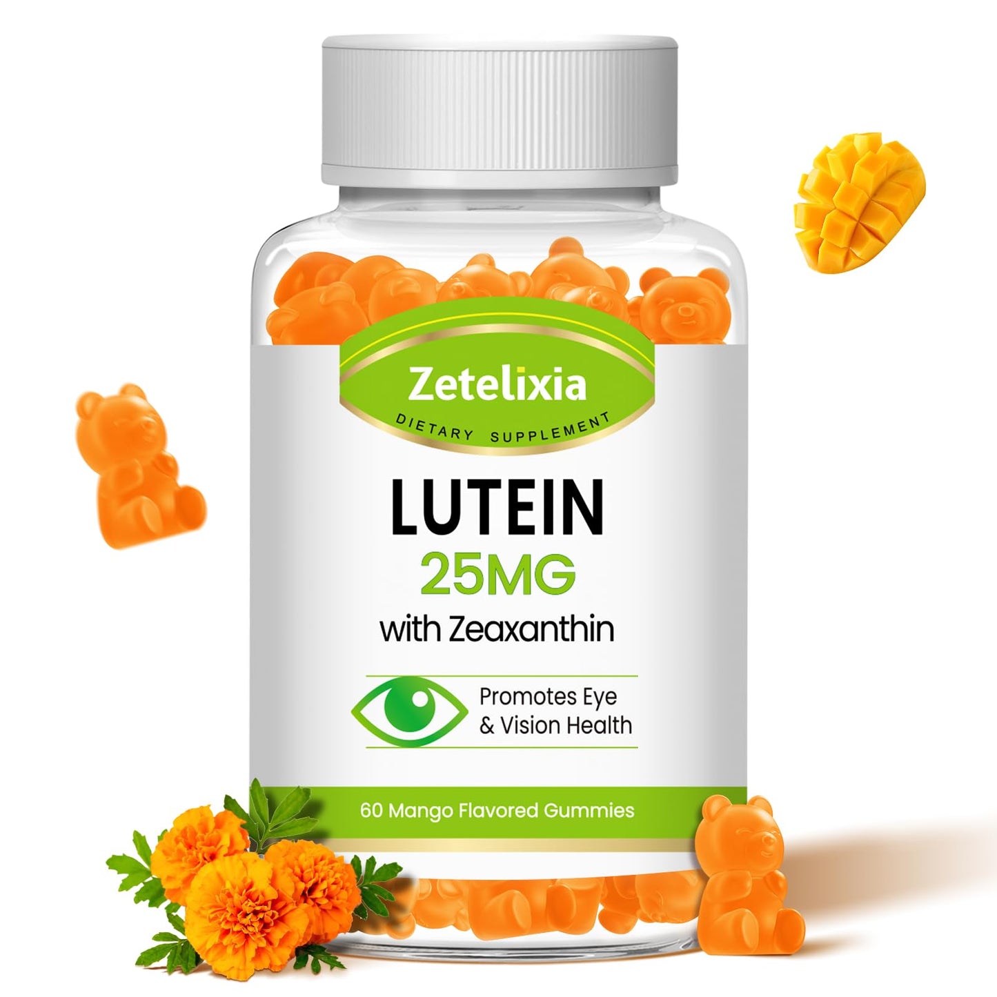 Lutein Gummies 25mg - Eye Vitamins Lutein & Zeaxanthin Eye Health Supplements for Adults,Sugar Free Eye Health Gummies Supplement - Support Vision,Macular,Blue Light Filtering (120 Count)