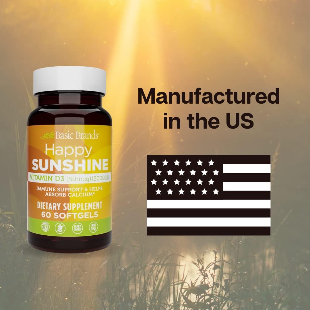 Basic Brands Super Happy Sunshine Vitamin D3 5000 IU | 240 Softgels