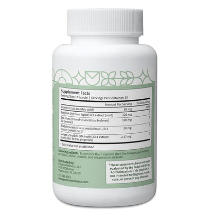 Pattern Wellness Sea Moss Complex – Sea Moss, Burdock Root, Bladderwrack, Vitamin C & Ginger – Supports Immune & Digestive Health – Vegan, Non-GMO – 30 Capsules