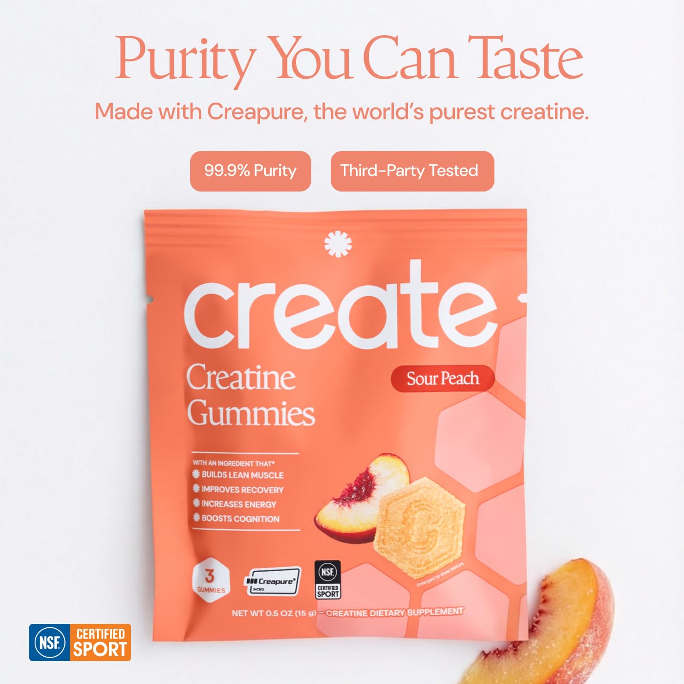 Create Creatine Gummies – Single-Serve Packs – 30ct – Variety Pack | NSF Certified for Sport – Made with Creatine Monohydrate, Vegan & Gluten-Free, Anti-Melting Formula, 3 Gummies per Pack