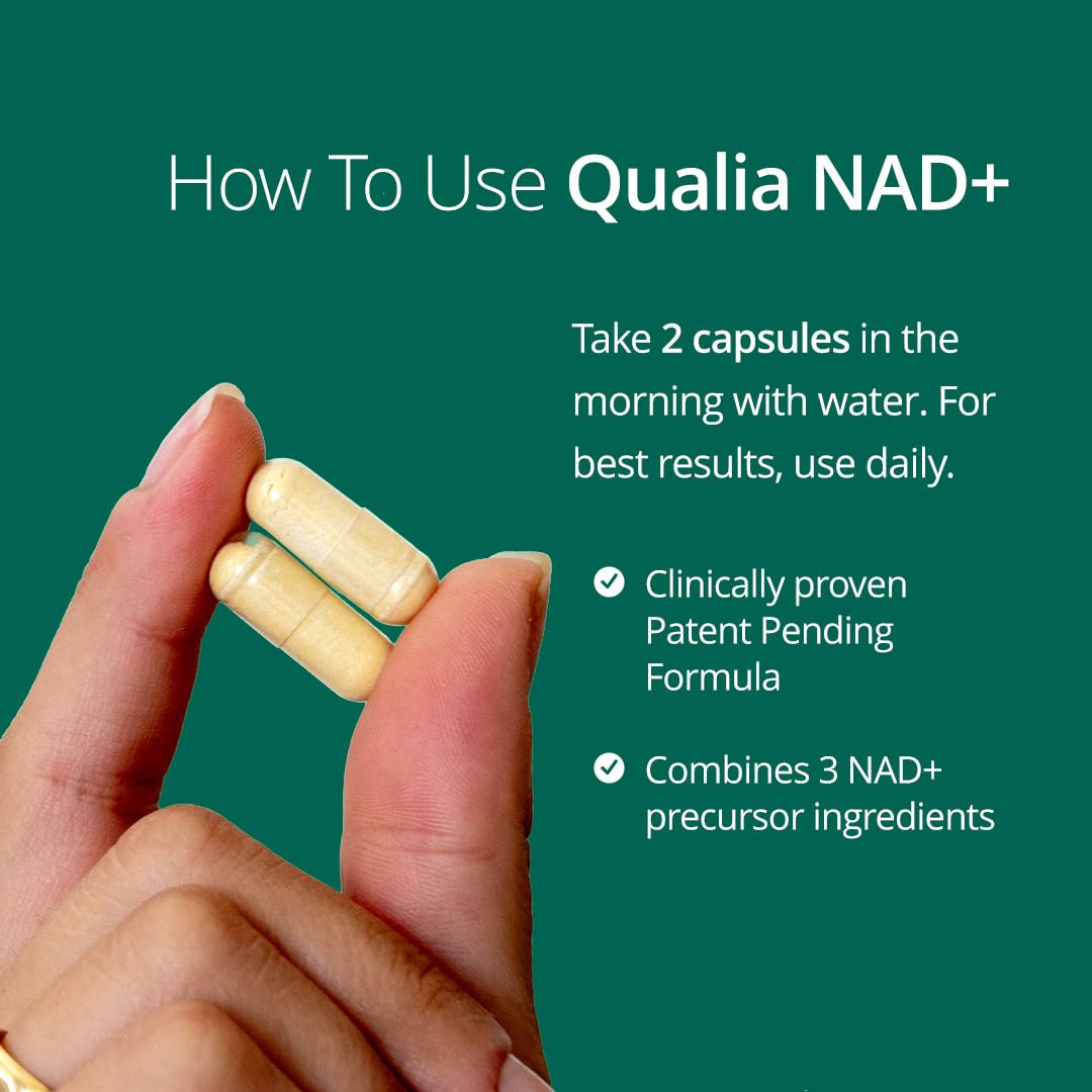 Qualia NAD Supplement — Clinically Proven to Boost NAD+ up to 67%. Optimized Aging, Energy, Focus. Elite Ingredients Nicotinamide Riboside (NIAGEN), Niacin, Niacinamide (1 Month Supply)