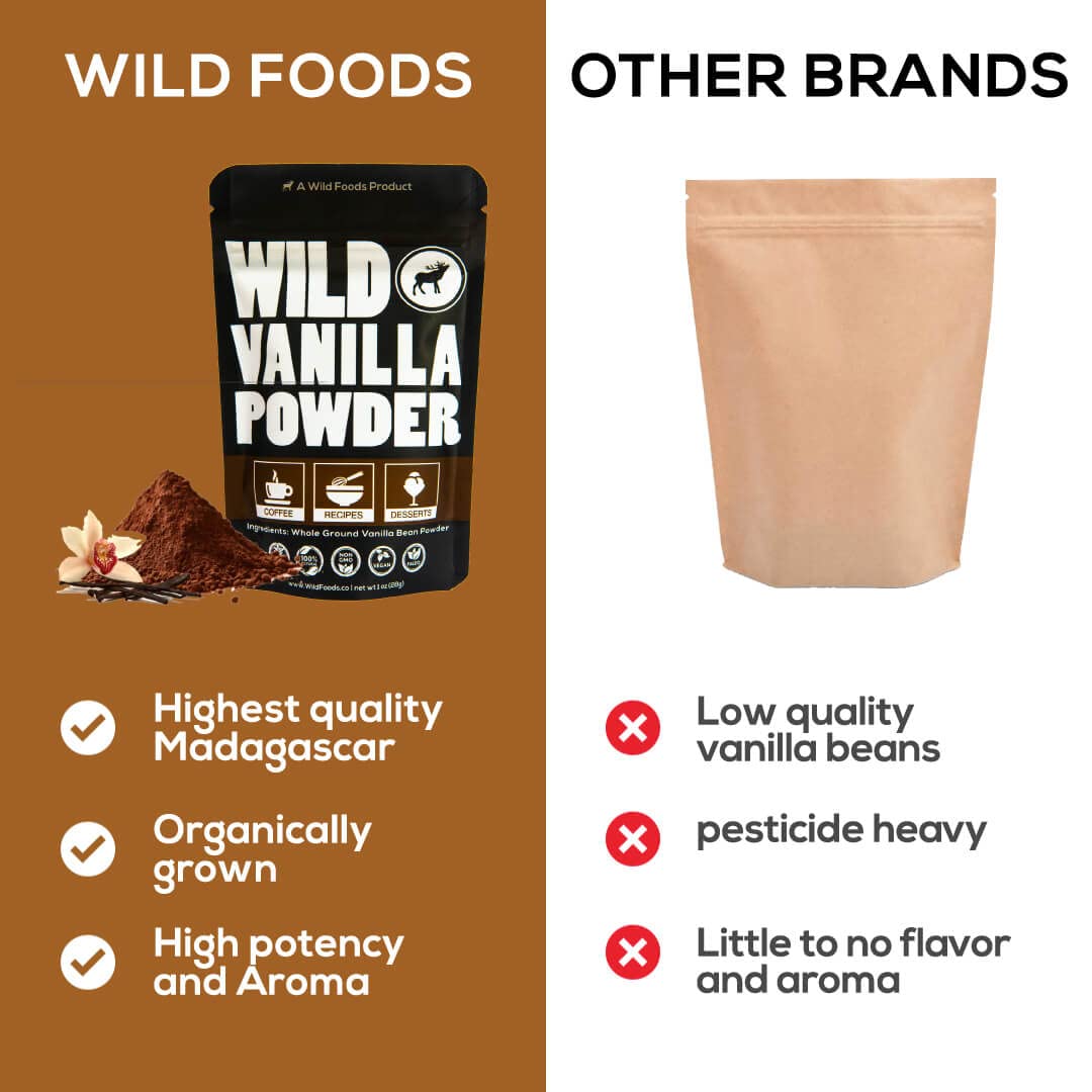 Wild Foods Pink Himalayan Salt (8oz) and Vanilla Bean Powder (1oz) Bundle for Cooking and Baking