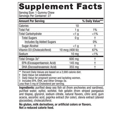 Nordic Naturals Zero Sugar DHA Prenatal Vitamin Gummies, Strawberry Orange Flavor - 27 Gummies