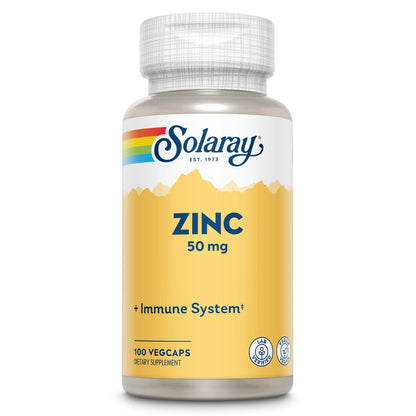 Solaray Zinc 50mg Immune Support Capsules, 100 Count, Vegan, Pumpkin Seed