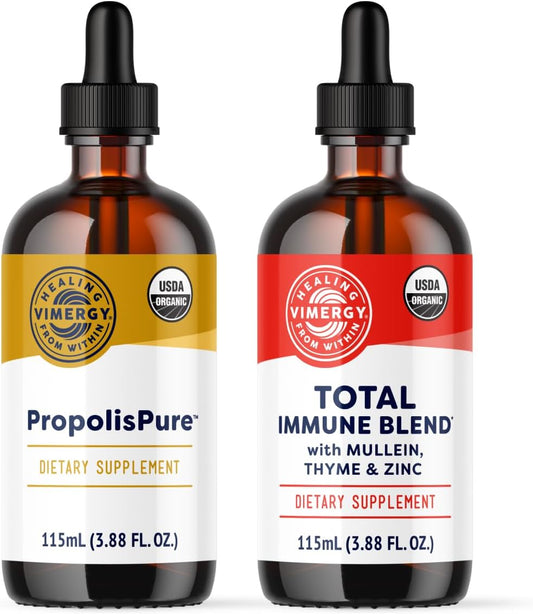 Vimergy Day-Night Immunity Kit* – 2-Part Liquid Supplement Kit with PropolisPure® & Total Immune Blend* – Fast-Absorbing, 2 x 115ml – 2 x 57 Servings – Support Immune and Respiratory Defense Systems