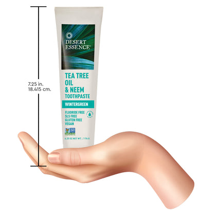 Desert Essence Tea Tree Oil Toothpaste - Mint - 6.25 Ounce - Refreshing Taste - Deep Cleans Teeth & Gums - Helps Fight Plaque - Sea Salt - Pure Essential Oil - Baking Soda - Promotes Healthy Mouth