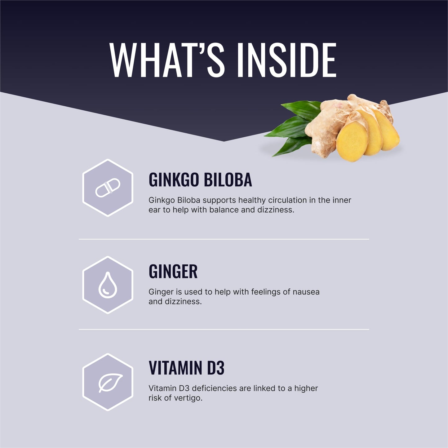 Approved Science VertiSyl - Ginkgo Biloba, Ginger, Vitamin D3, BioPerine - 60 Capsules - 1 Month Supply