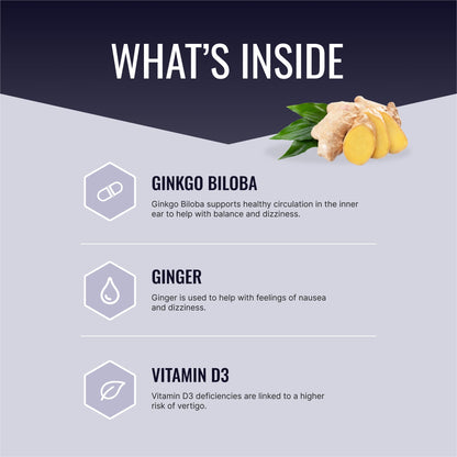 Approved Science VertiSyl - Ginkgo Biloba, Ginger, Vitamin D3, BioPerine - 60 Capsules - 1 Month Supply