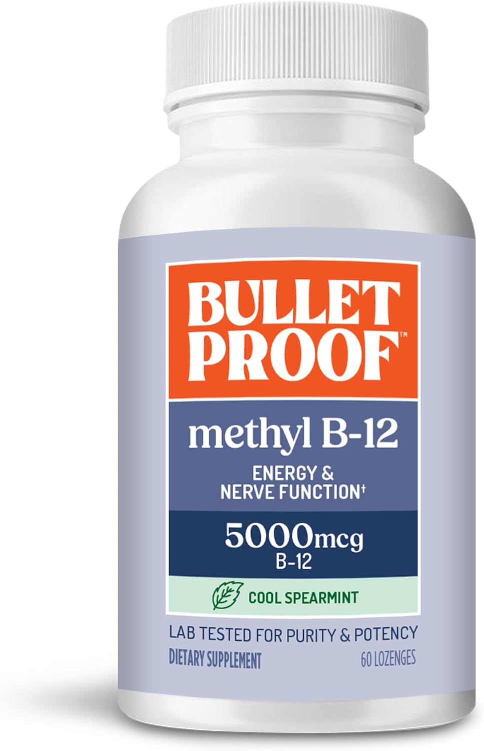 Bulletproof Cool Spearmint Methyl B-12 Lozenges, 60 Count, Supplement for Energy and Nerve Function