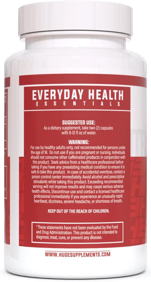 Huge Supplements 100% Pure Citrus Bergamot Extract 10:1 Capsules - 1000mg per Serving - Supports Digestion, Stress Management, and Immune Health (120 Capsules)