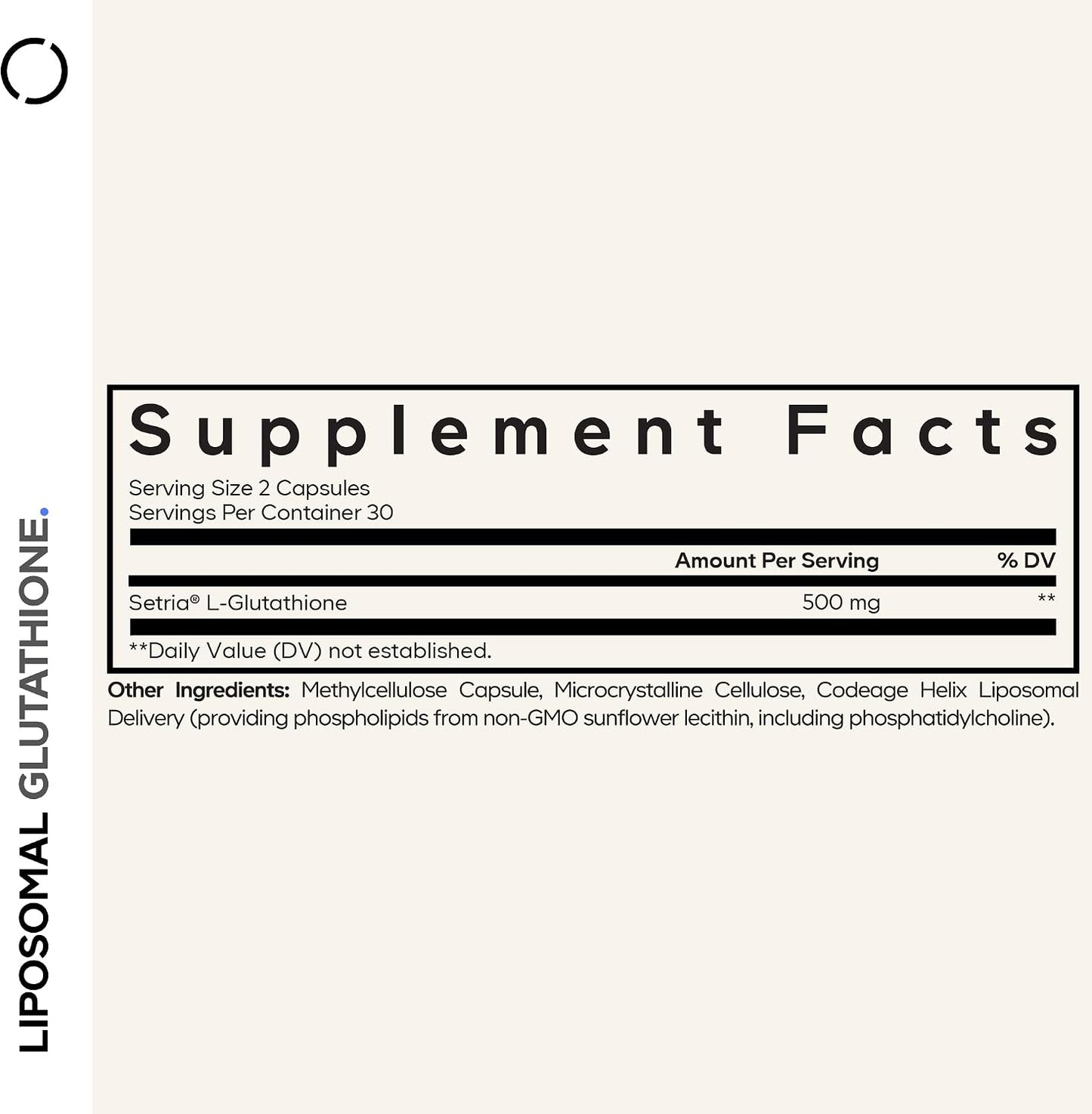 Codeage Liposomal Glutathione Supplement - Pure Reduced Setria L-Glutathione, Liposomal Delivery, Phospholipid Complex - Vegan, Non-GMO - 2-Pack