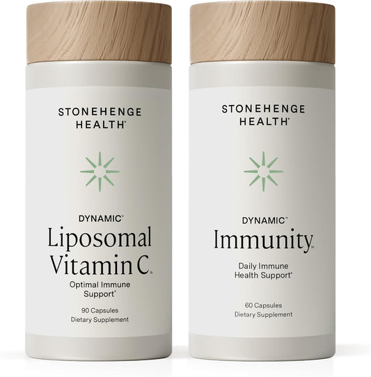 Stonehenge Health Dynamic Liposomal Vitamin C + Dynamic Immunity Bundle Supplements to Support Immune System, Collagen Synthesis, and Brain Health
