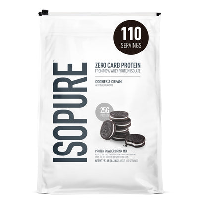 Isopure Zero Carb 100% Pure Whey Isolate Protein Powder, Gluten Free, With Vitamins, Cookies & Cream, 25g Protein Per Serving, 1 Lb, 15 Servings (Packaging May Vary)