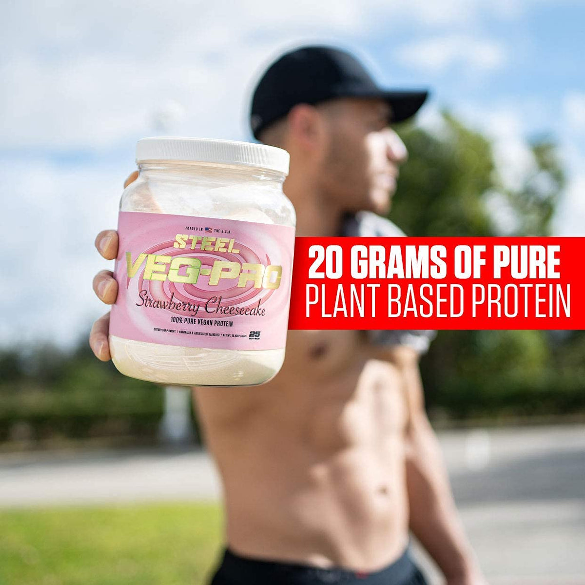 Steel Supplements Veg-PRO | Vegan Protein Powder, Strawberry Cheesecake | 25 Servings