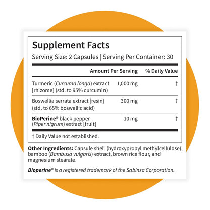 Pattern Wellness Turmeric Curcumin Supplement – 60 Capsules | 95% Curcuminoids with BioPerine® Black Pepper – Supports Joint, Cognitive & Immune Health – Non-GMO, Gluten Free