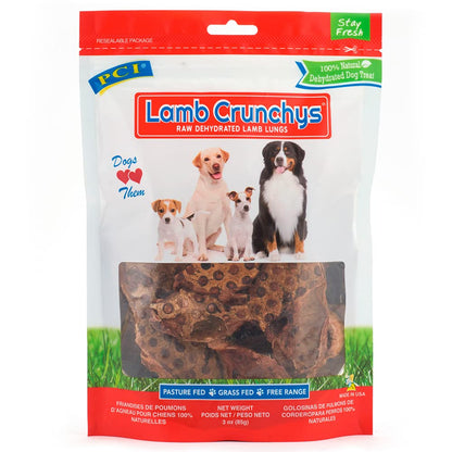PCI Pet Center Inc Lamb Crunchys raw dehydrated Lamb Dog Treats, 16 oz Pack | Made in USA dog treats from single-ingredient lamb lung, for dogs of all ages - can be used for training or daily treats