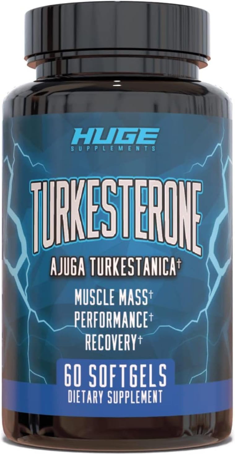 Turkesterone Supplement (500mg) Ajuga Turkestanica Extract, Improve Lean Muscle Mass, Exercise Performance, Improve Muscle Recovery with Our Softgel Absorption Technology (60 Softgels)
