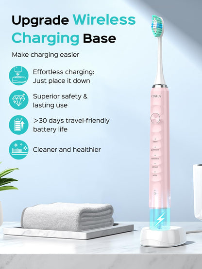 COSLUS C40 Sonic Electric Toothbrush for Adults & Family, Black, 1PC
