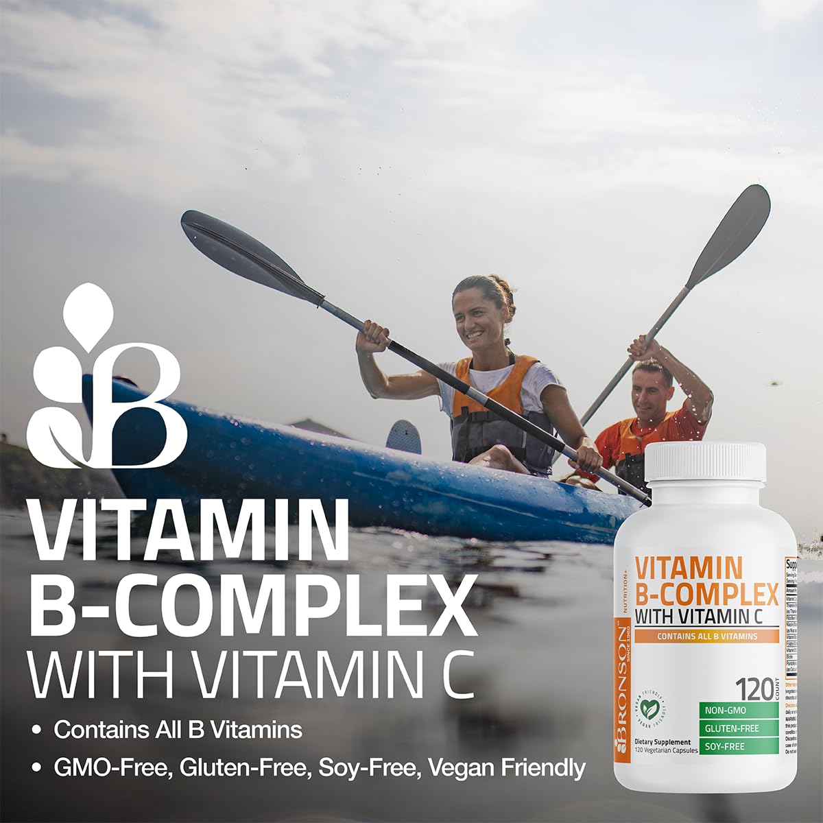 Bronson Vitamin B Complex with Vitamin C - Immune Health, Energy Support & Nervous System Support - Non-GMO, 250 Vegetarian Capsules
