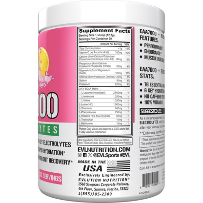 EAAs Amino Acids Powder - EAA Essential Amino Acids Pre & Post Workout Powder for Muscle Building Endurance and Recovery Support with 7g per Serving Plus 5g BCAAs (Pink Lemonade, 30 Servings)