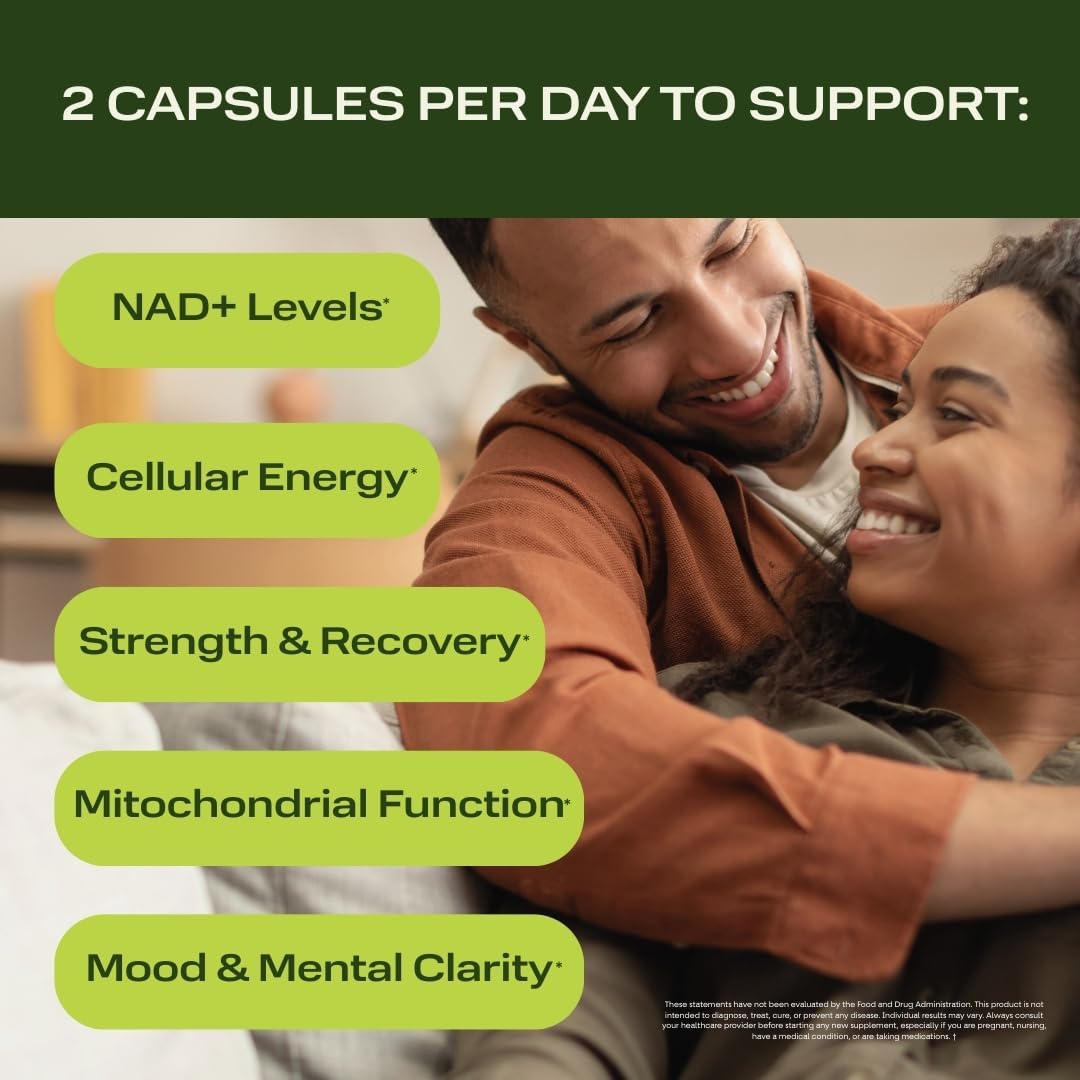 NAD+ Longevity + Energy Supplements with NMN + Trans-Resveratrol