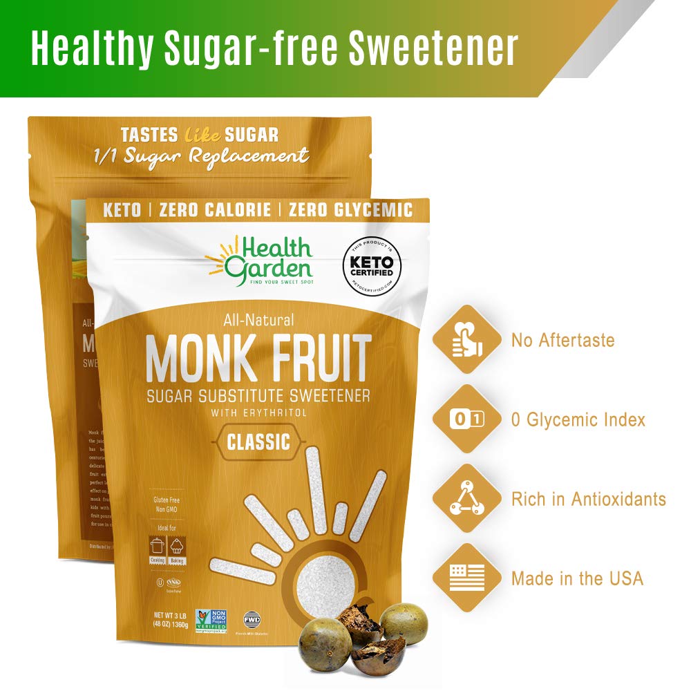 Health Garden Monk Fruit Sweetener, Golden Sugar Substitute - 2.5 lb