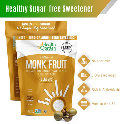 Health Garden Monk Fruit Sweetener, Golden Sugar Substitute - 2.5 lb