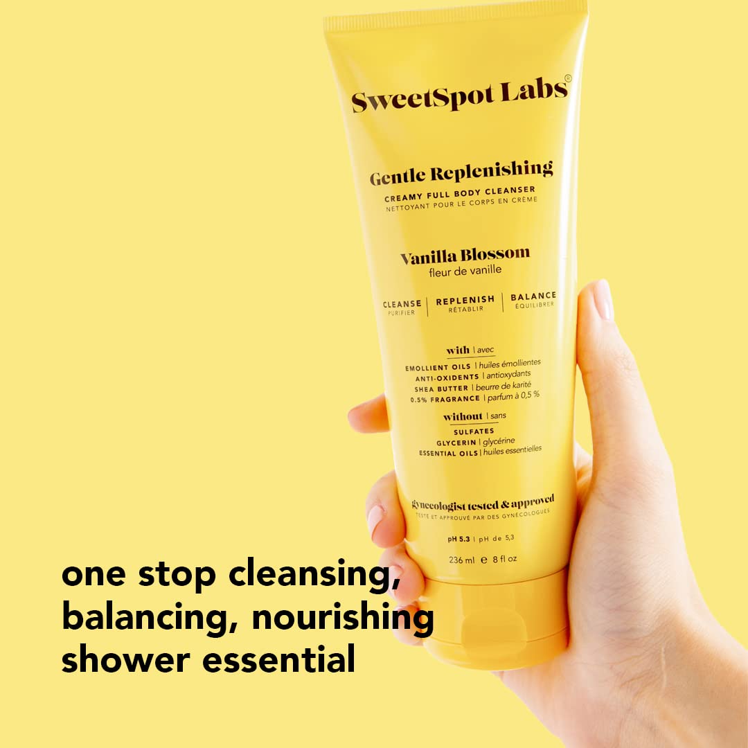 SweetSpot Labs Feminine Wash, Gentle Vanilla Blossom Scent, with Shea Butter and Aloe Vera, Sulfate Free