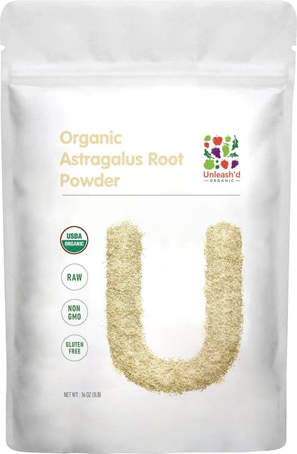 Unleash’d Organic Astragalus Root Powder 16 oz – Organic Adaptogen Herbal Powder, Non-GMO, Vegan, No Additives, Superfood for Smoothies, Tea & Daily Wellness